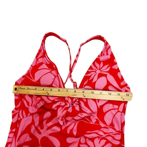 Shade & Shore Womens Red & Pink Floral One-Piece Swimsuit Size M - Picture 5 of 9
